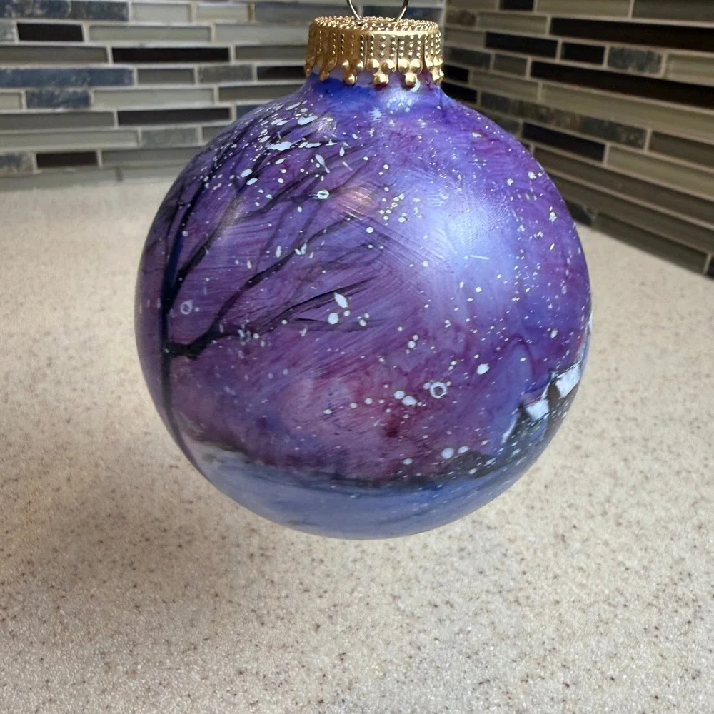 Freiman Stoltzfus Hand Painted Snowman Glass Christmas Ornament Signed 2010 Box